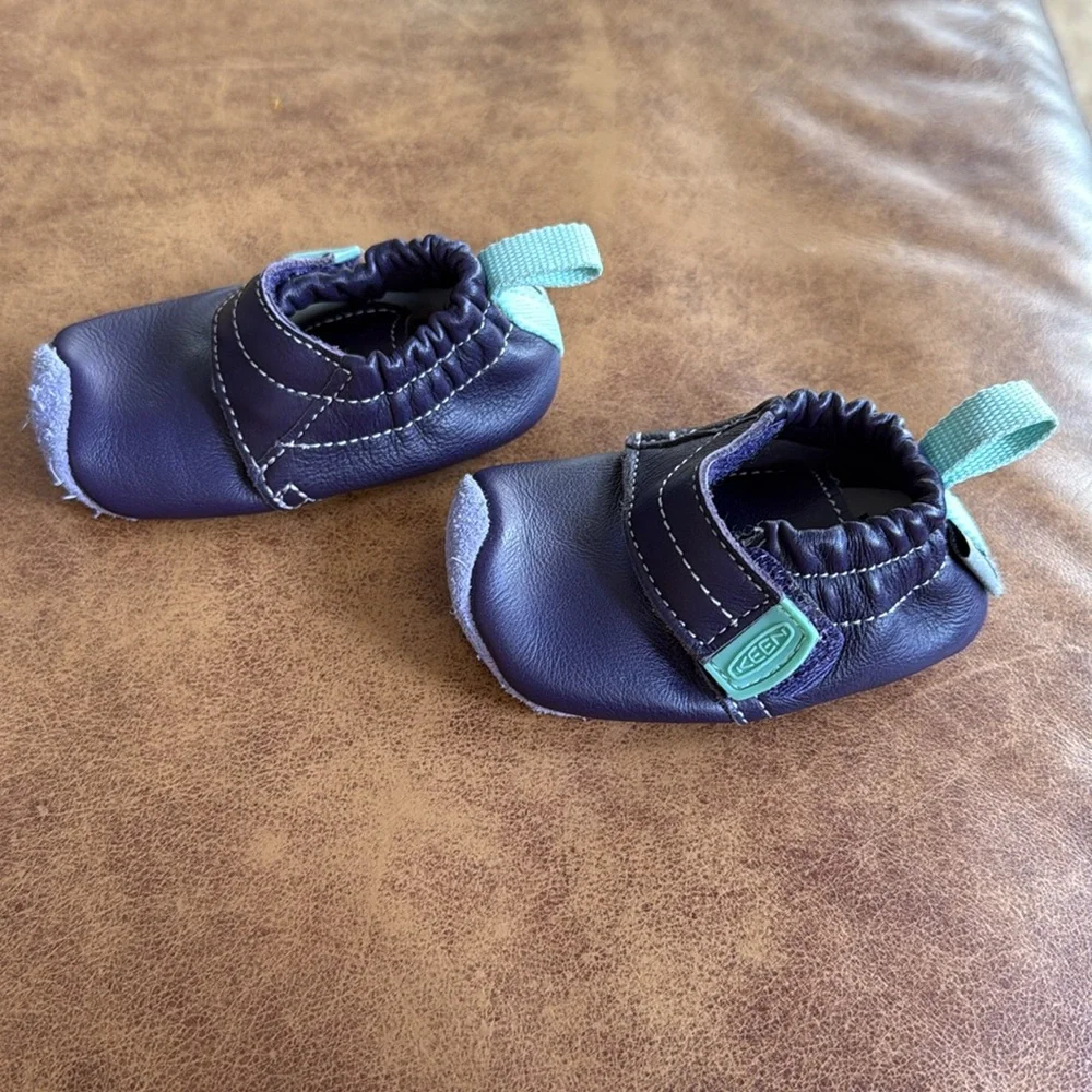 Keen Baby 6 Months Shoes Leo Crib Purple Leather Soft Sole Moccasin